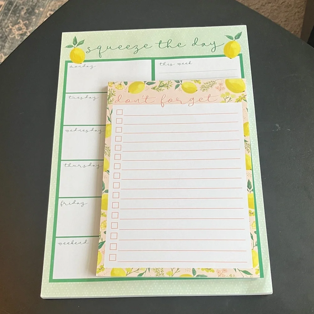 Lemon-Themed Checklist Notepad and weekly planner pad